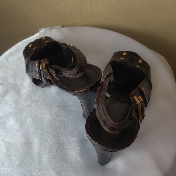 🔥🔥🔥Tory Burch Brown Animal Print Leather Platforms - Picture 3 of 4